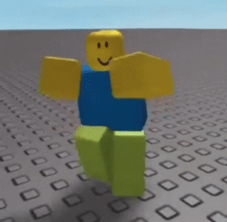 A Roblox character doing the default fortnite dance; gif