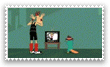 Stamp of Dr Doofenshmirtz and Perry the Platypus dancing to an exercise show; gif